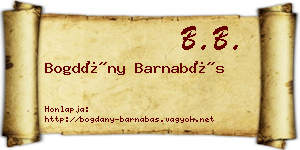 Bogdány Barnabás névjegykártya