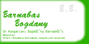 barnabas bogdany business card